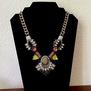 Massive Bib Collar Fruit Salad Rhinestone Multi Color Statement Necklace